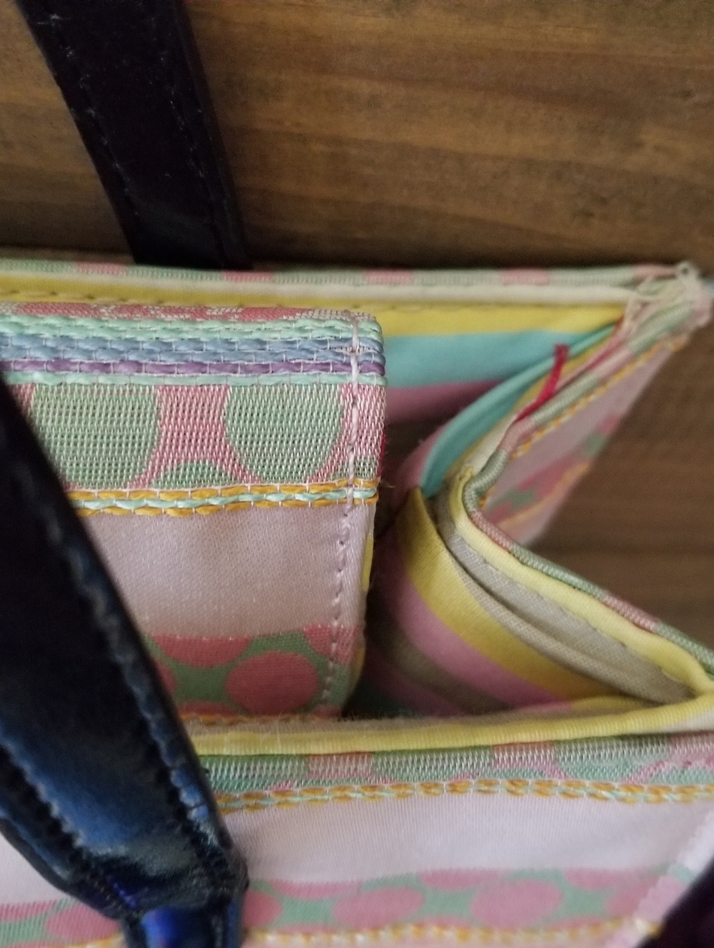 Kate Spade Vintage Y2K 90s Pink Pastel Colorful Striped Spring Summer handbag - Picture 7 of 16